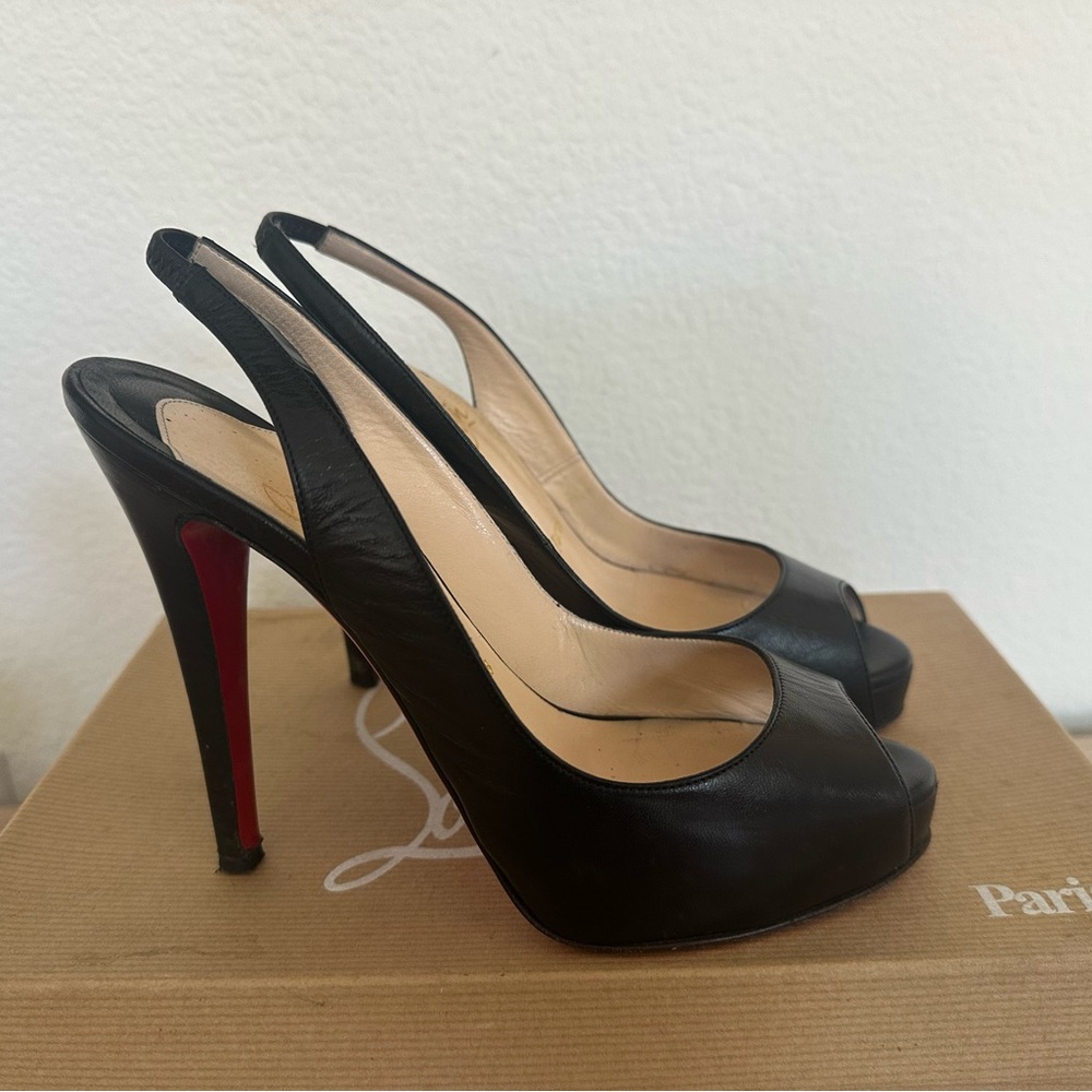 Christian Louboutin Black and Red Stiletto SlingBack Heels size 6/36
